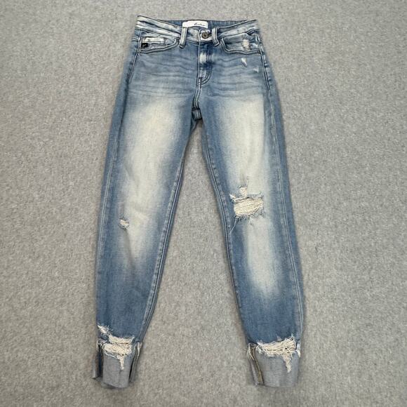 Kancan Jeans Womens Sz 1/24 Light Wash Denim Laine High Rise Cuffed Ankle Skinny - Picture 1 of 12